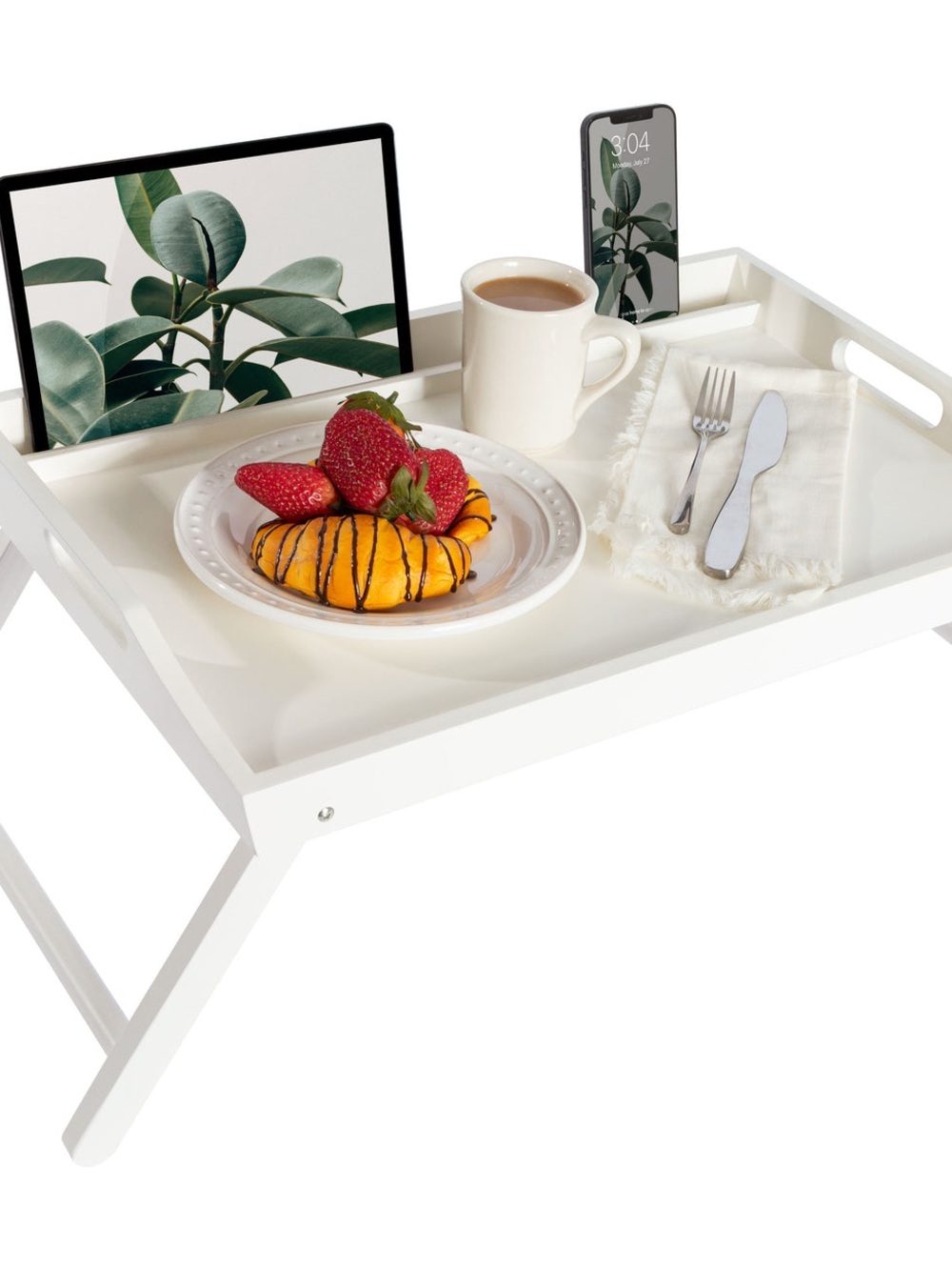 Rossie Home Media Tray w/Handles & Fold Flat Legs/Breakfast Tray Table/Lap Tray